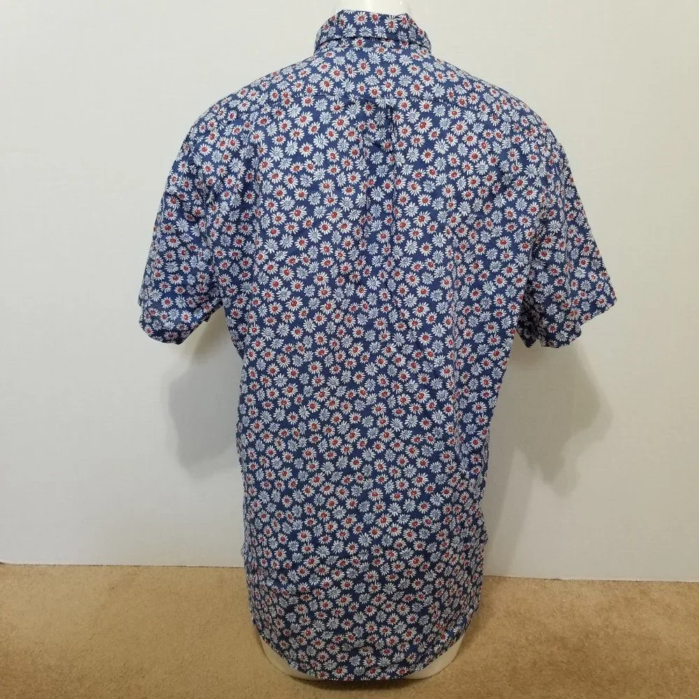 J.Crew shirt Large Short-sleeve Stretch Slub Cotton Shirt Daisy Print floral